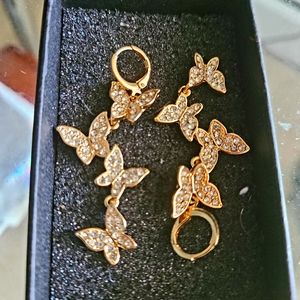 Butterfly Rhinestone Drop Earrings NWOT